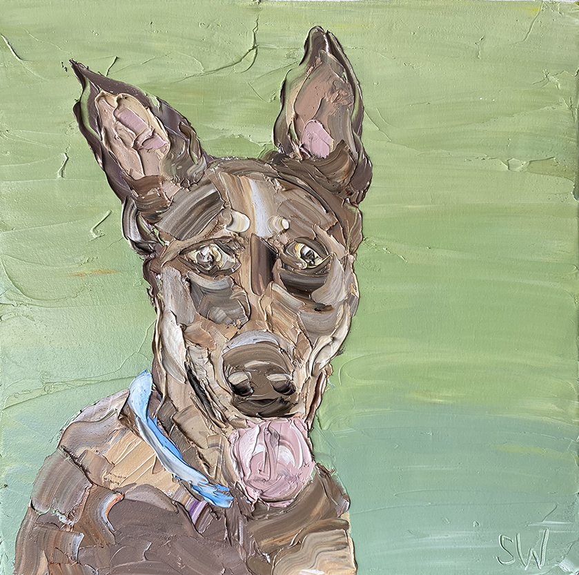 “Dog”, 45x45cm, oil on canvas. SALON DES REFUSES 2024 Lethbridge Small Scale Art Award.