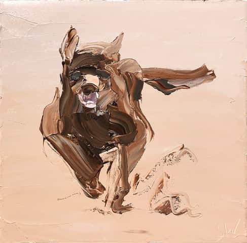 “Sheep Dog”, 45x45cm, oil on canvas. FINALIST 2021 Lethbridge Small Scale Art Prize.