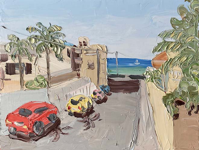 “Bower Lane”, 90x120cm, oil on canvas. FINALIST 2023 Northern Beaches Art Prize.