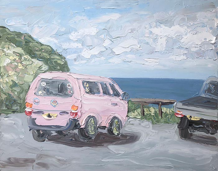 “Pink Kombi”, 120x150cm, oil on canvas. FINALIST 2024 National Contemporary Art Prize.