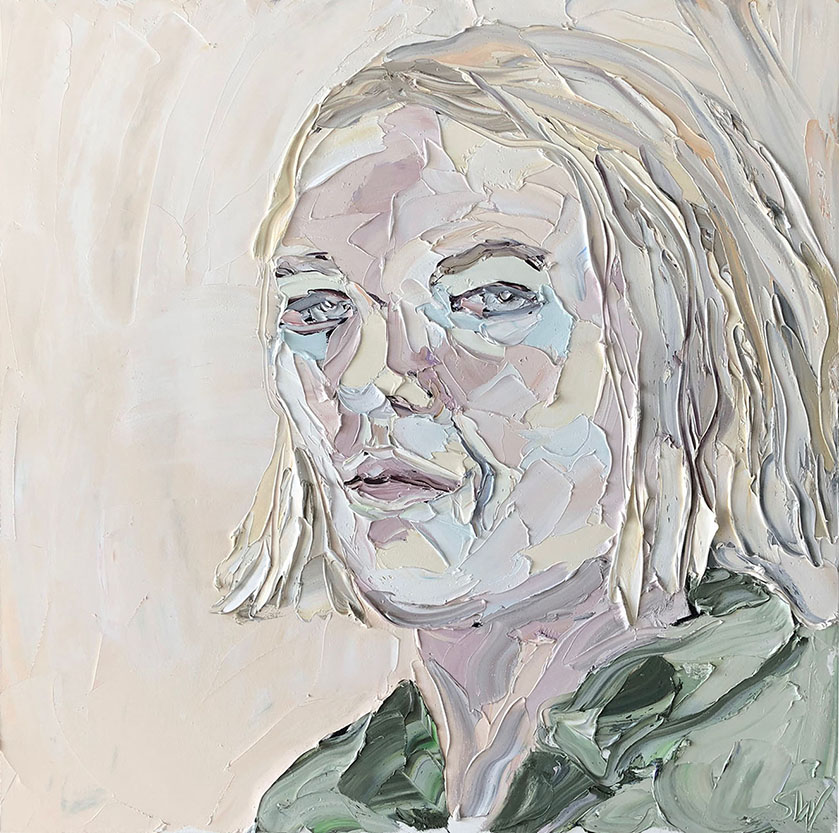 “ME”, 90x90cm, oil on canvas. SEMI-FINALIST 2024 Mudgee Arts Precinct Portrait Prize.