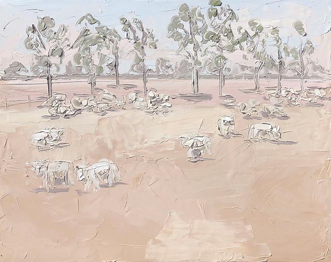 “The Sheep Yards - Plein Air”, 120x150cm, oil on canvas. FINALIST 2025 Brisbane Rotary Art Prize.